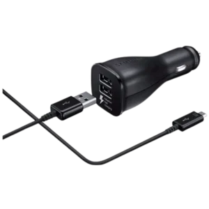 Samsung EP-LN920 Fast Car Charger – Dual USB Ports + USB-C Cable – Black