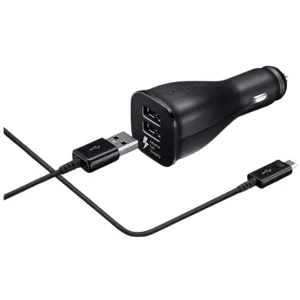 Samsung EP-LN920 Fast Car Charger – Dual USB Ports + USB-C Cable – Black