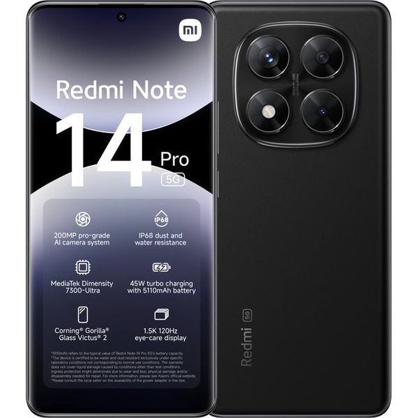 Xiaomi Redmi Note 14 Pro - 5G - 12GB/512GB - Midnight Black
