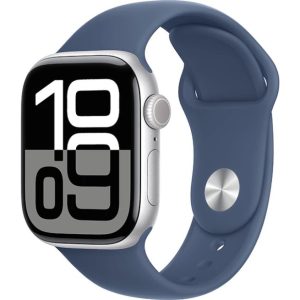 Apple Watch Series 10 - Wi-Fi - 42mm - Silver aluminum case with denim sport band - S/M